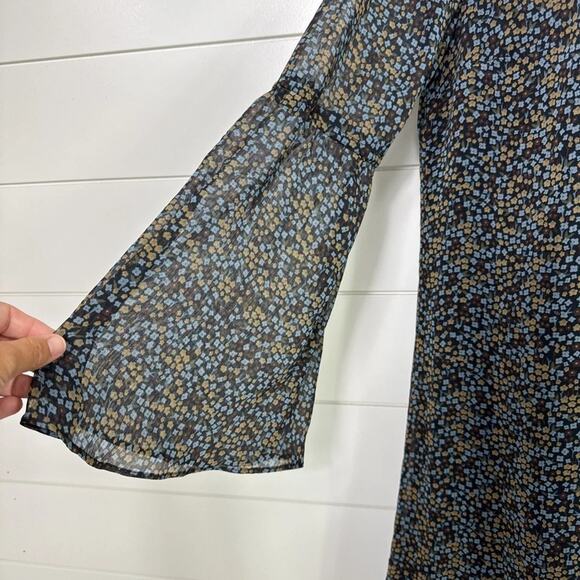 Y2k CAbi 3648 Poise Dress XL Black Sheer Floral Bell Sleve Fairy Whimsigoth $119 - Picture 5 of 15